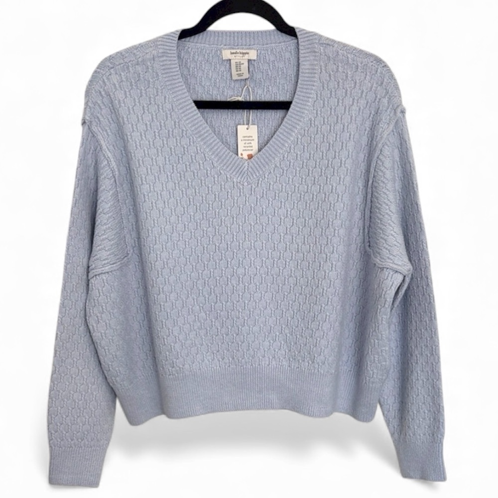 Haute Hippie Style Pale Blue Textured Knit Sweater Oversized XS NWT